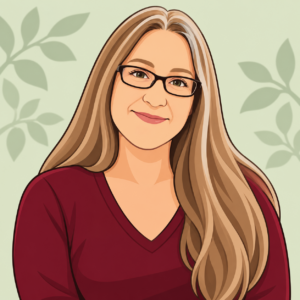 photo of author with long blonde hair, dark glasses, and a maroon shirt